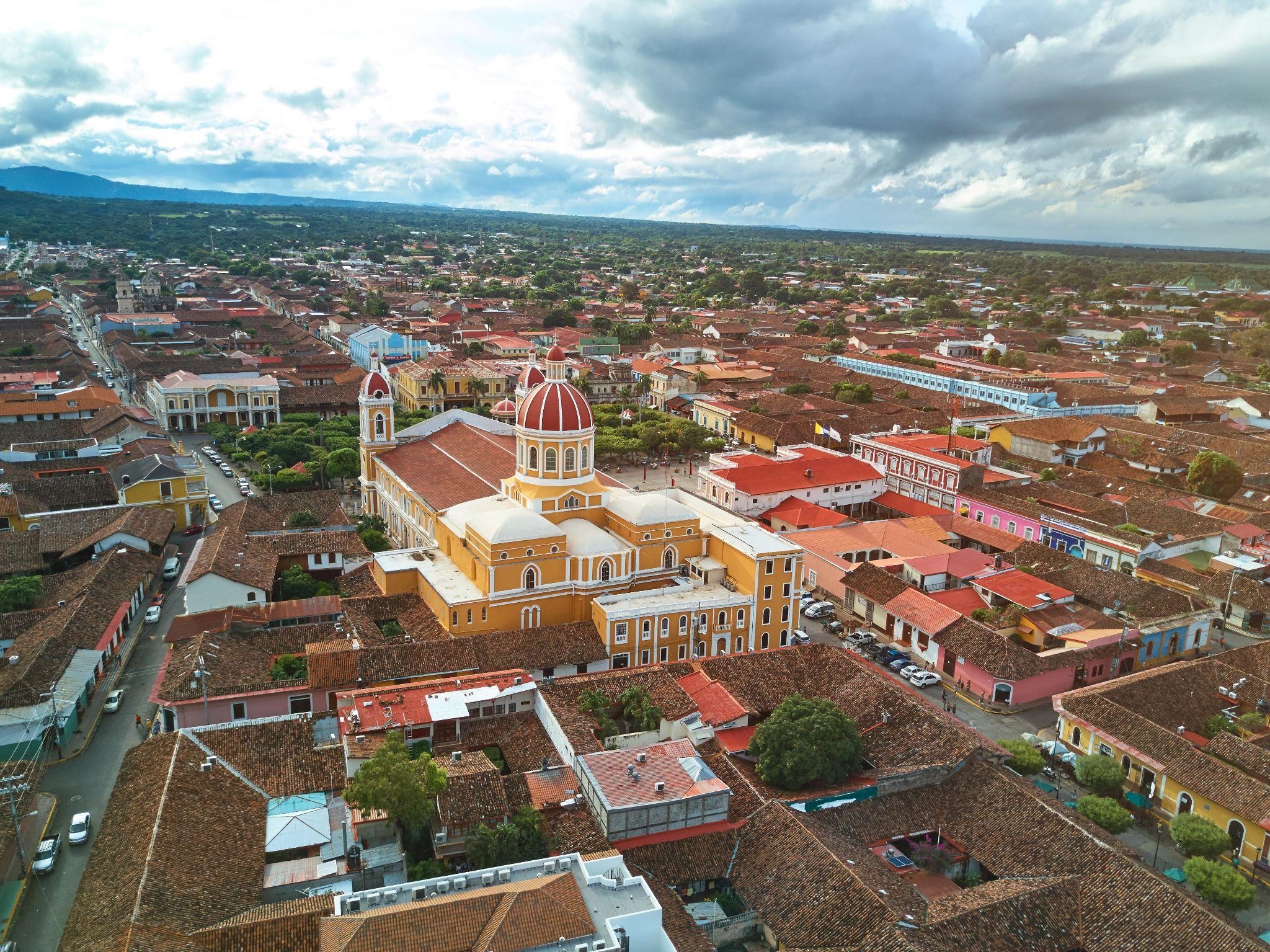 Granada city with mombacho in the background