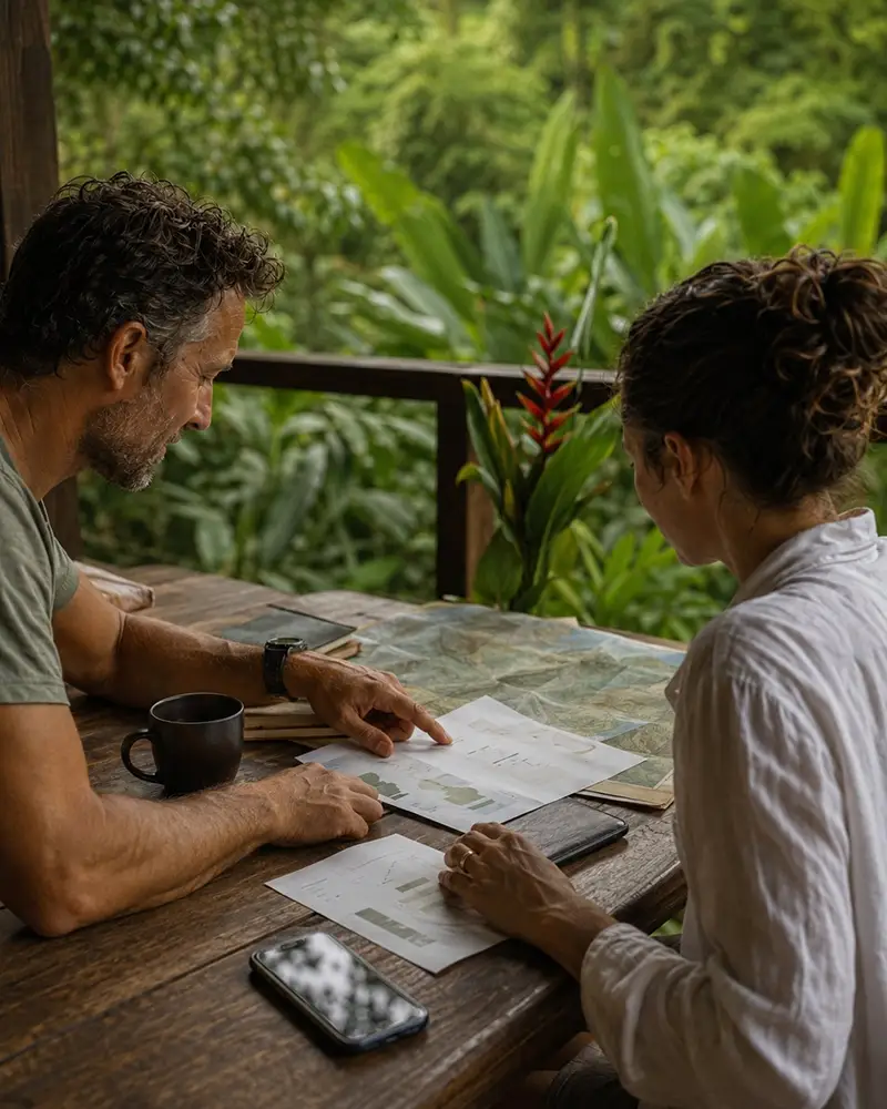 Travelers Reviewing Trip Proposal