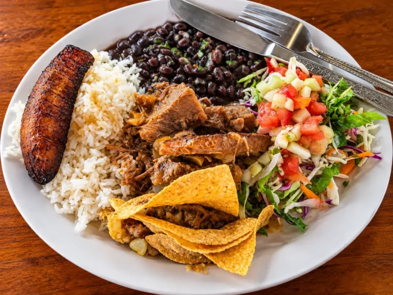 Costa Rican lunch served after a morning of forest and river exploration